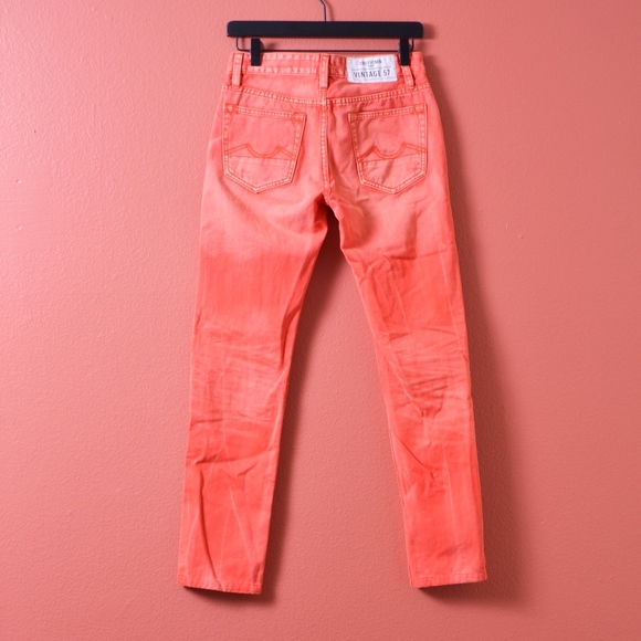Chevignon Vintage 57 Slim Straight Orange Jean Pan - Picture 2 of 7
